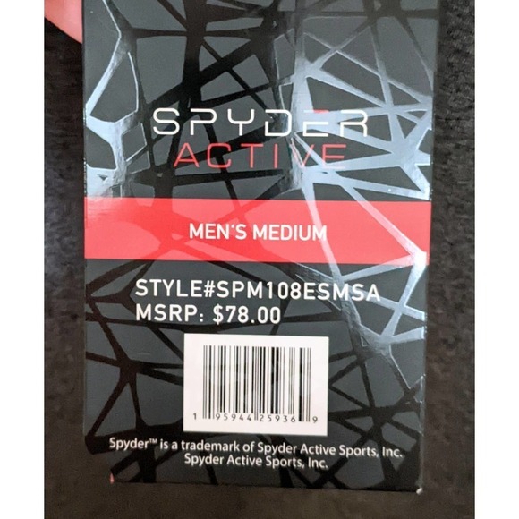 Spyder Active Mens Long Sleeve Crew Neck Shirt Size M Gray Black Performance New - Picture 3 of 4